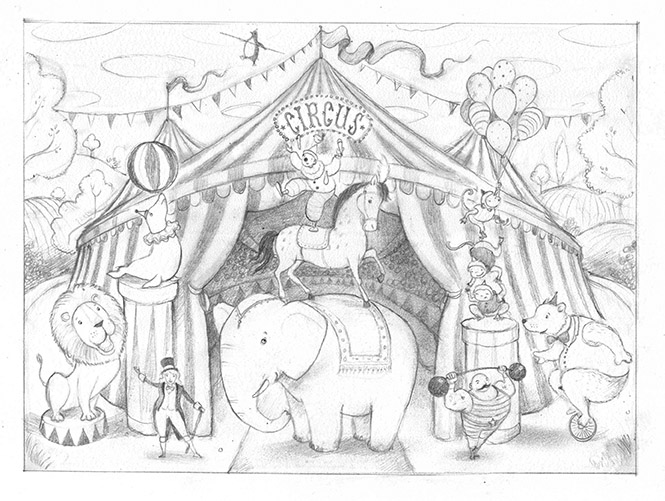 665x501 Circus Drawing