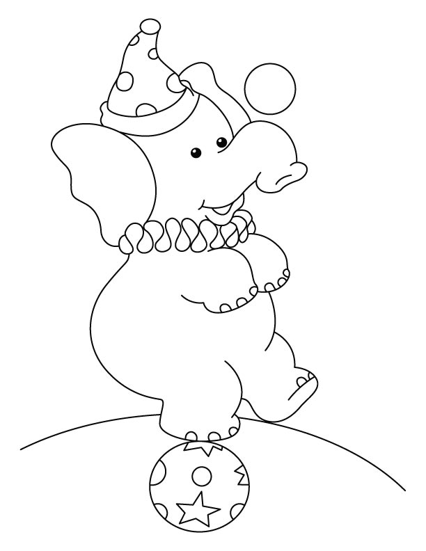 612x792 Circus Elephant Standing On A Ball Coloring Page Download Free