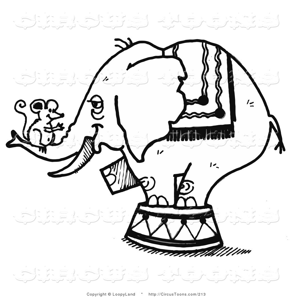 1024x1044 Circus Clipart Of A Black And White Sketched Circus Elephant