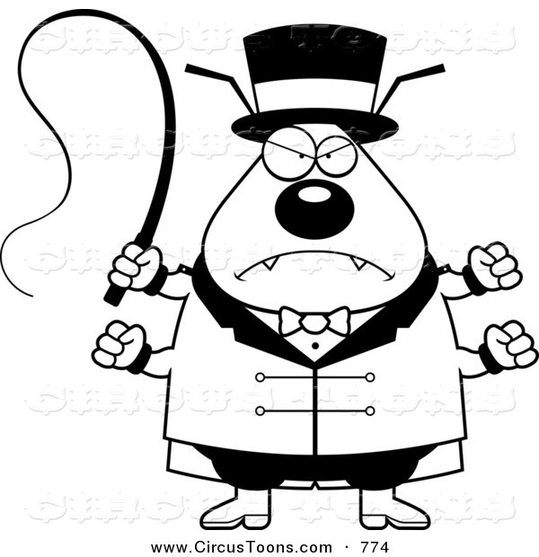 600x620 Circus Clipart Of A Black And White Mad Chubby Flea Ring Master By