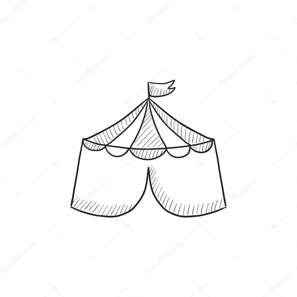 1024x1024 Circus Tent Sketch Icon. Stock Vector Rastudio