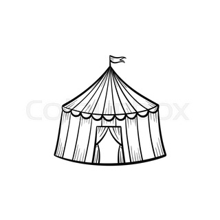 320x320 Circus Tent Vector Sketch Icon Isolated On Background. Hand Drawn