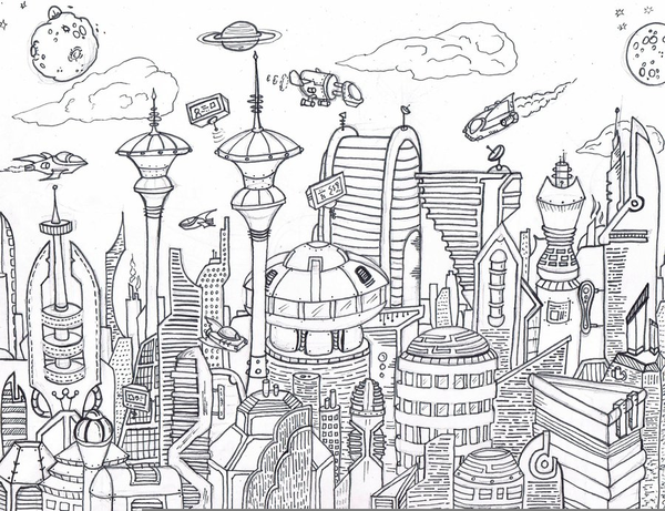 600x461 Future Cities Drawing Free Images