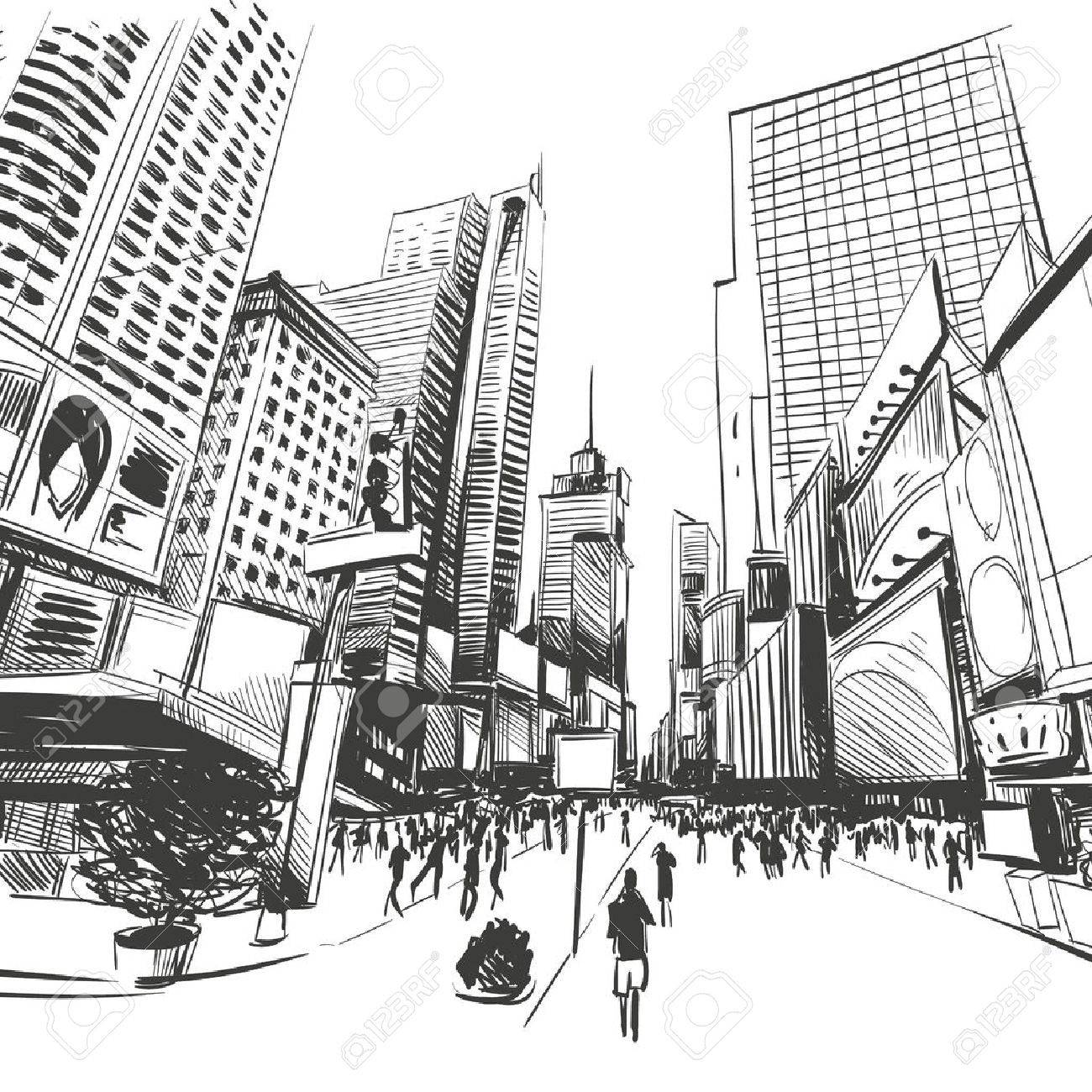1300x1300 City Hand Drawn, Vector Illustration Royalty Free Cliparts
