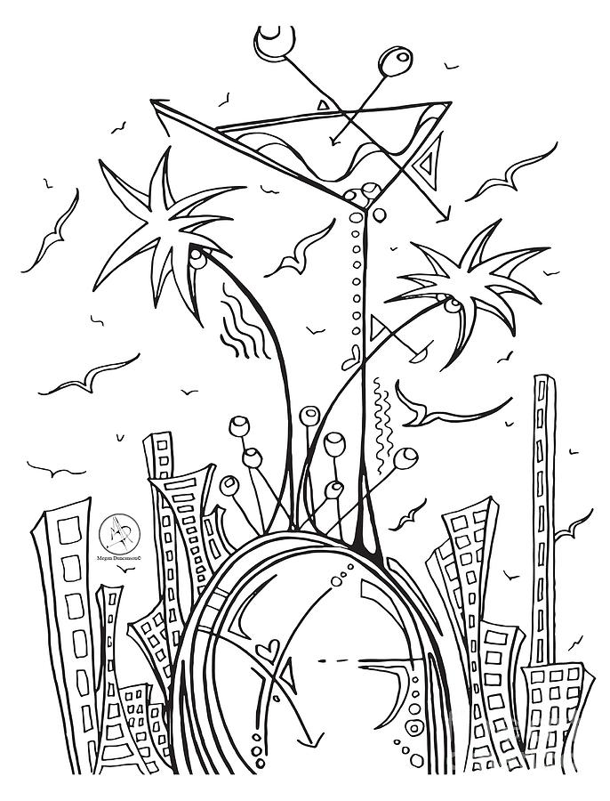 686x900 Coloring Page With Beautiful City Martini Drawing By Megan