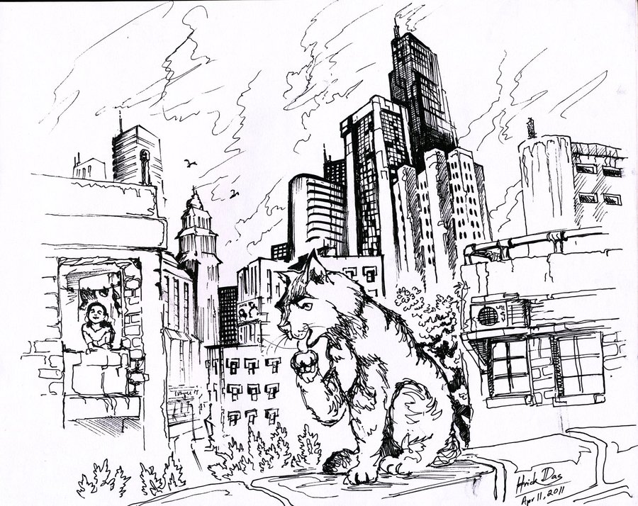 900x714 Cat In The City By Feluda