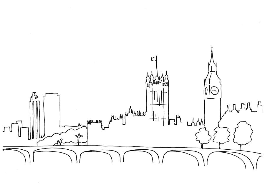 900x636 Hand Drawn Sketch Illustration Of London Landscape Including Big