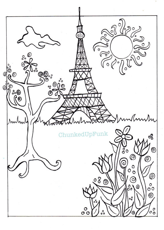 570x798 Paris Illustration Pdf Coloring Page Paris In Spring City