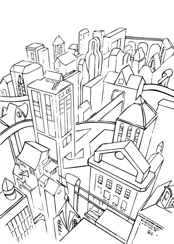 607x850 City Coloring Pages Graffiti Coloring Pages Cityscape Coloring