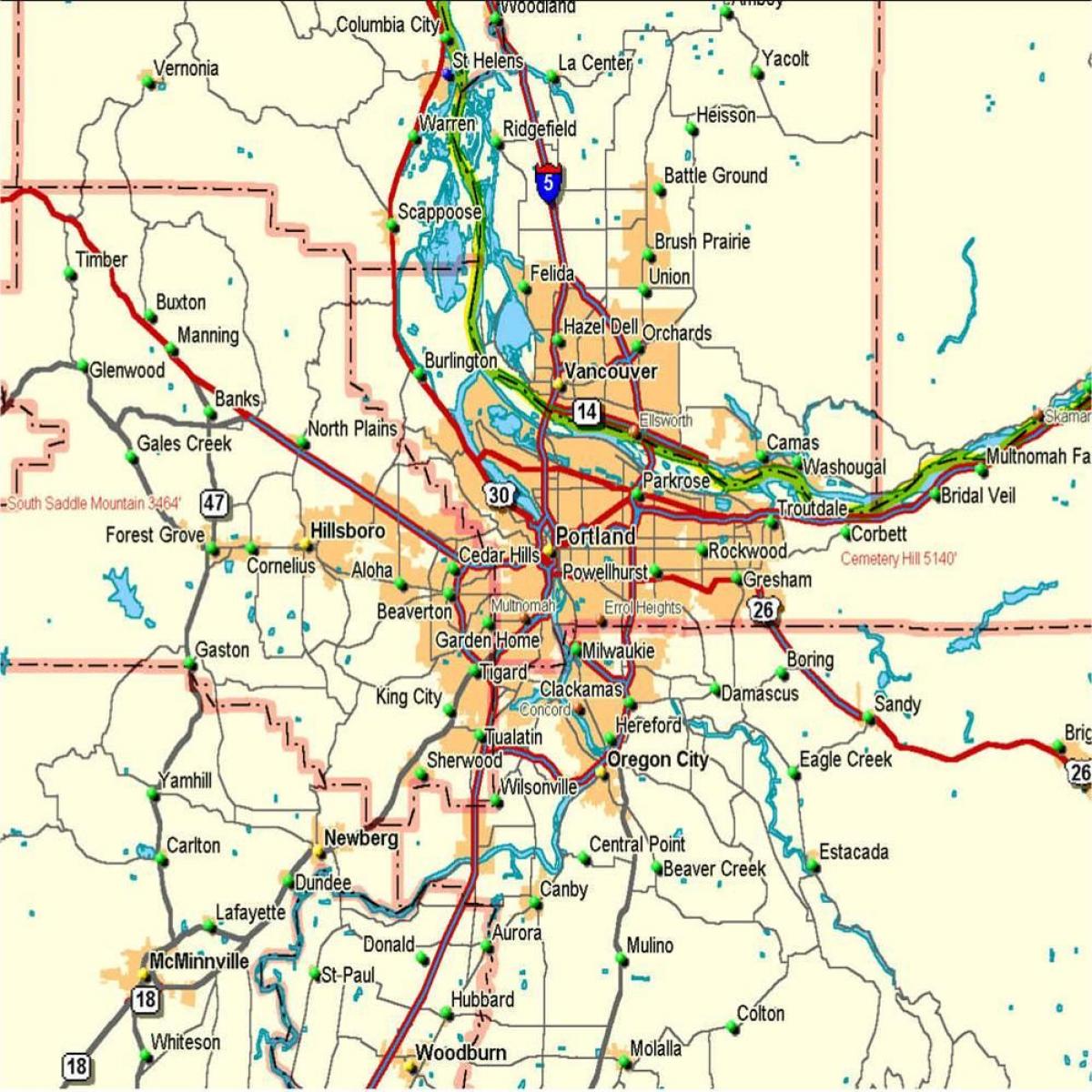 1200x1200 City Map Of Portland Oregon