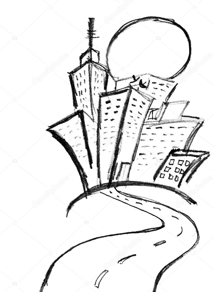 752x1023 Pencil Sketch Of City Buildings Stock Photo Nomadsoul1