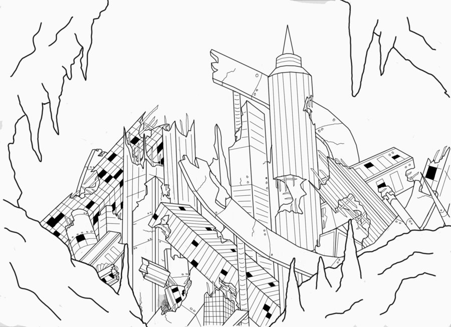 900x653 Ruined Cityscape By Xyorux