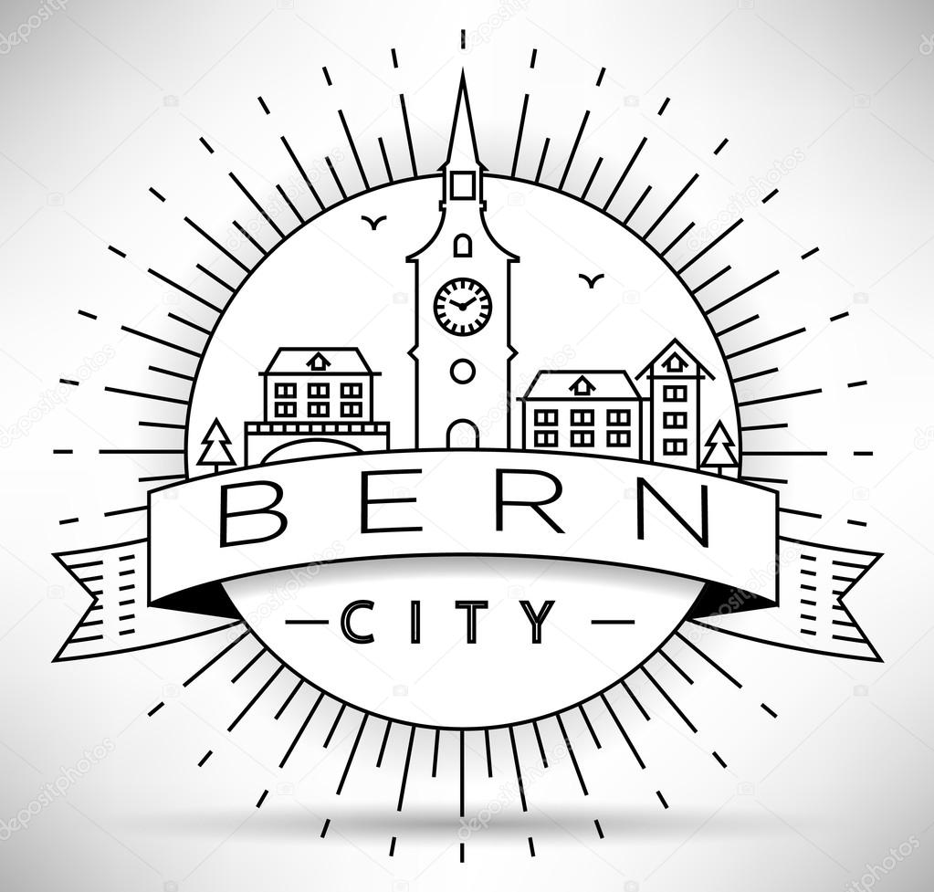 1023x977 Linear Bern City Silhouette Stock Vector Kursatunsal