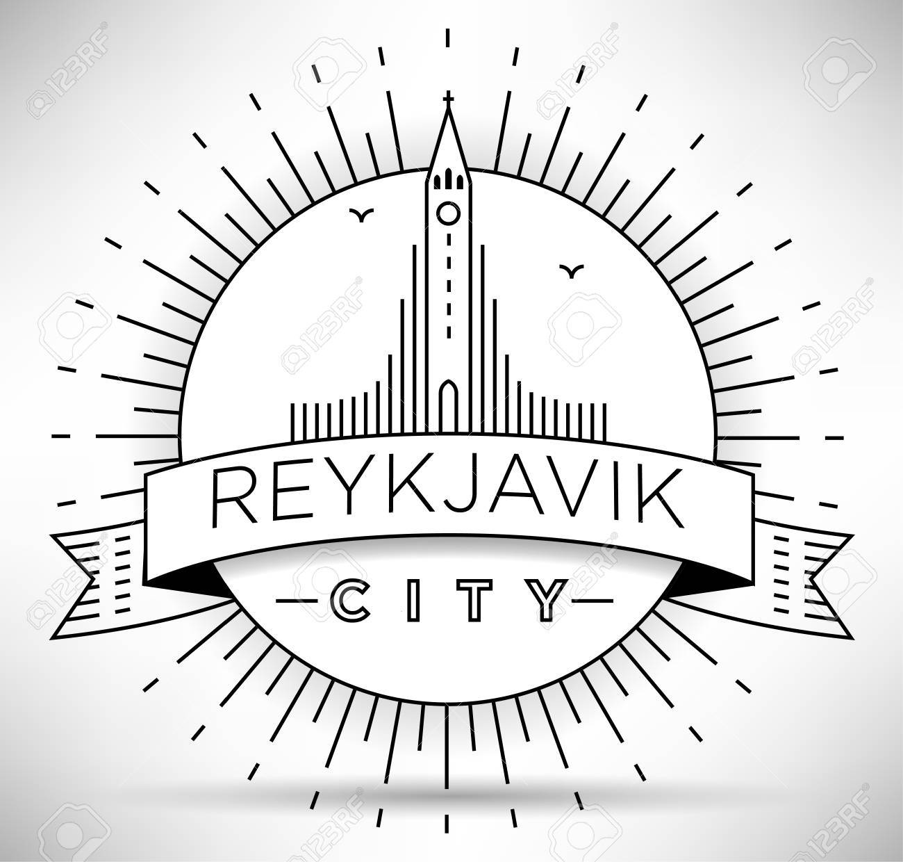 1300x1240 Linear Reykjavik City Silhouette With Typographic Design Royalty