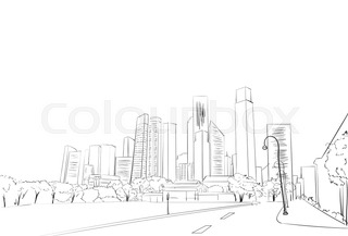 320x217 Symbolic Modern Cityscape With Skyscrapers Stock Vector Colourbox