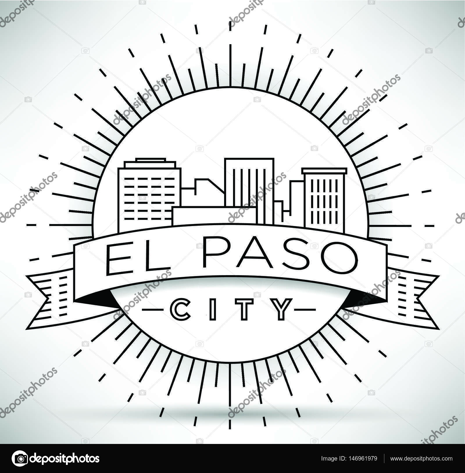 1600x1628 El Paso Linear City Skyline Stock Vector Kursatunsal
