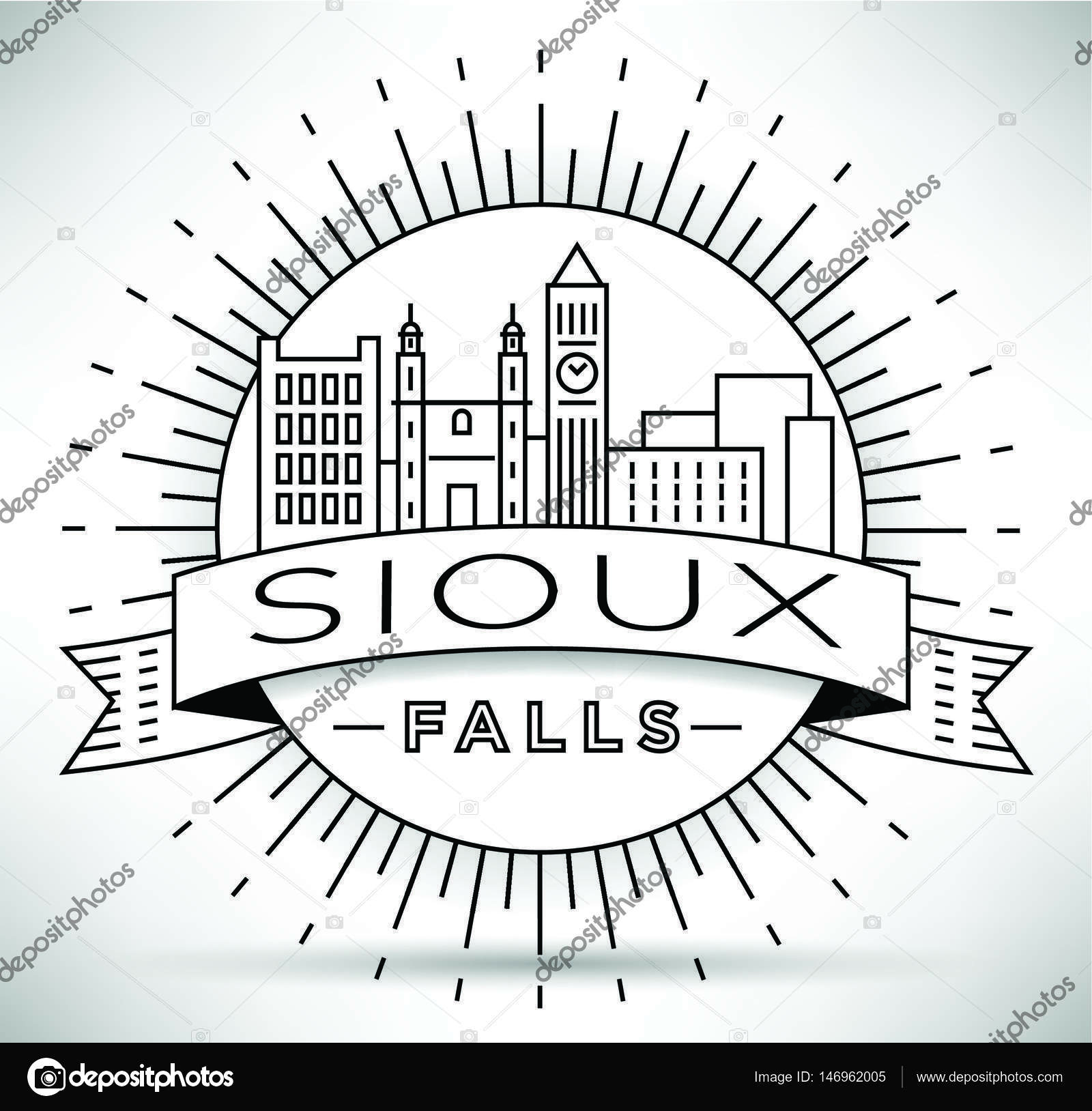 1600x1628 Sioux Falls Linear City Skyline Stock Vector Kursatunsal