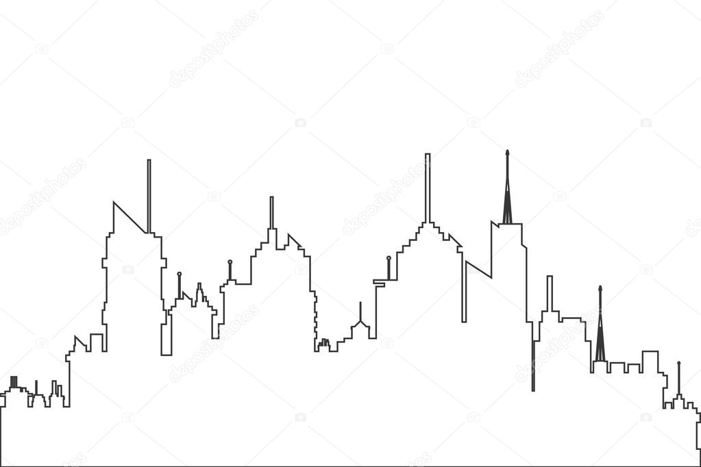 1023x682 City Skyline Outline Icon Stock Vector Jemastock