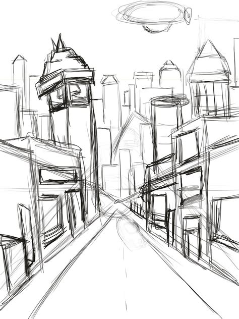 474x632 City Street Haven City Business Street (Wip) By, Landscape Drawing