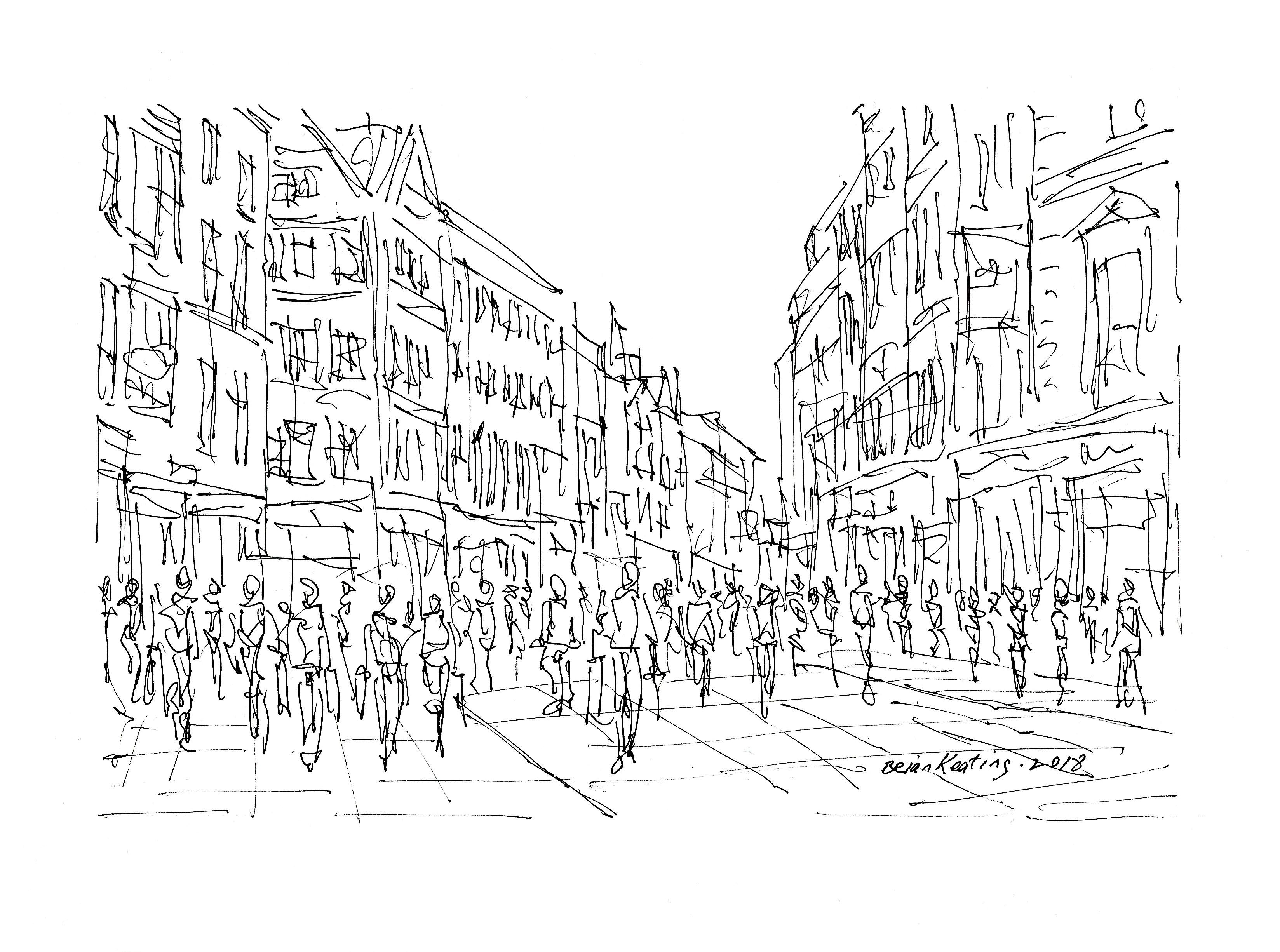 3295x2451 Grafton Street Dublin City An Original Impressionistic Ink