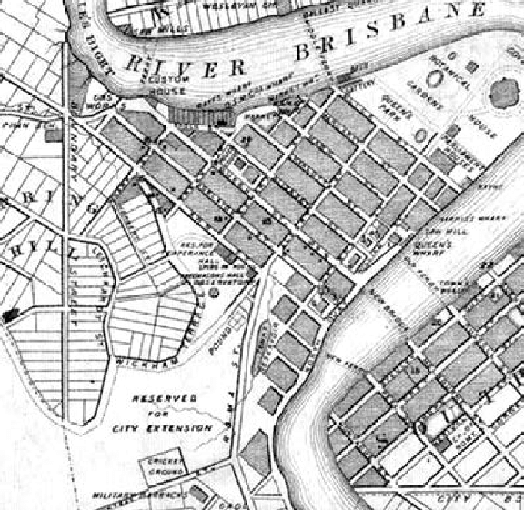 576x561 Extract From Slaters Pocket Map Of Brisbane 1865 Showing