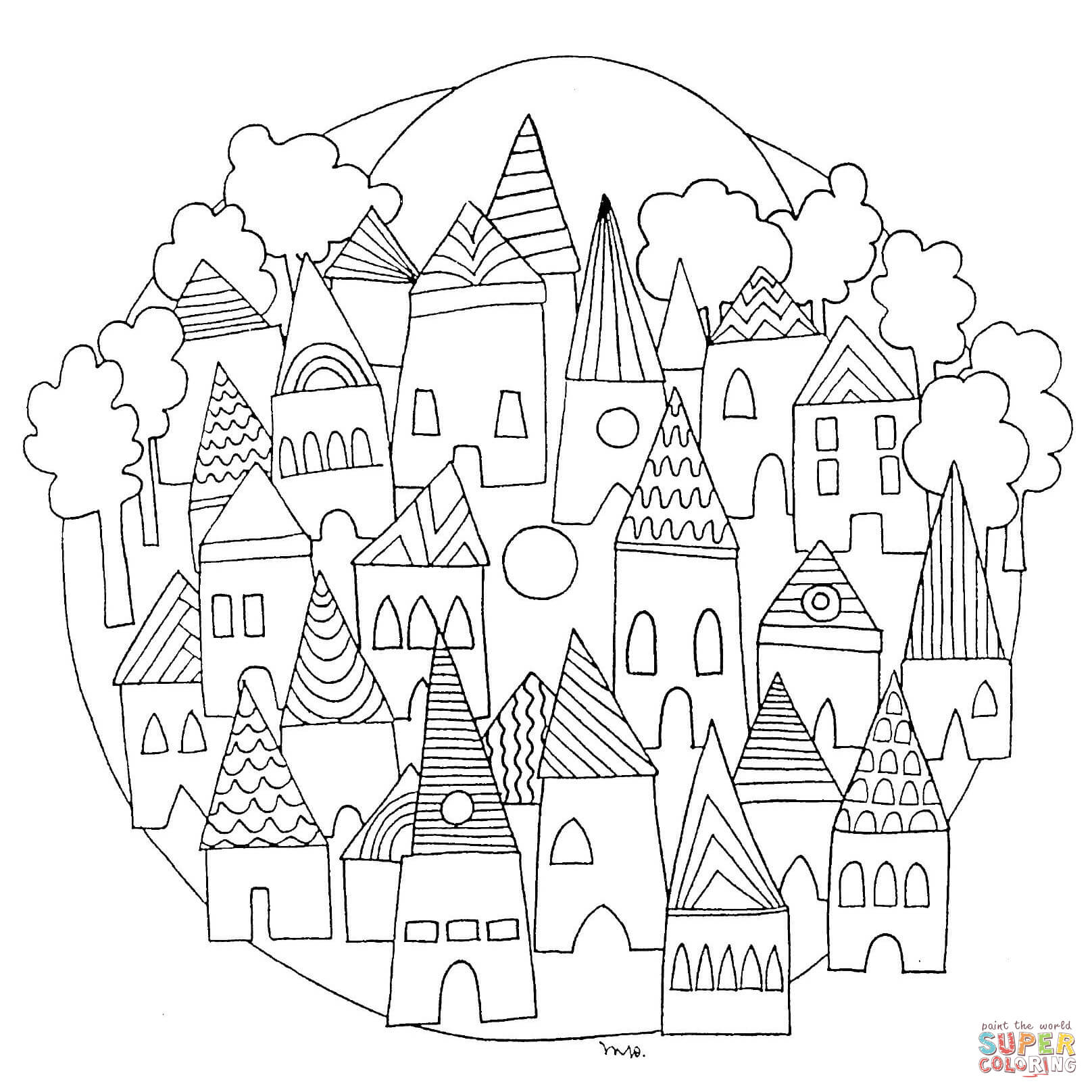 1616x1616 Cityscape Mandala Coloring Page Free Printable Coloring Pages