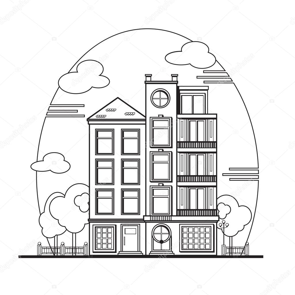 1024x1024 European Cityscape. Amsterdam Houses. Stock Vector