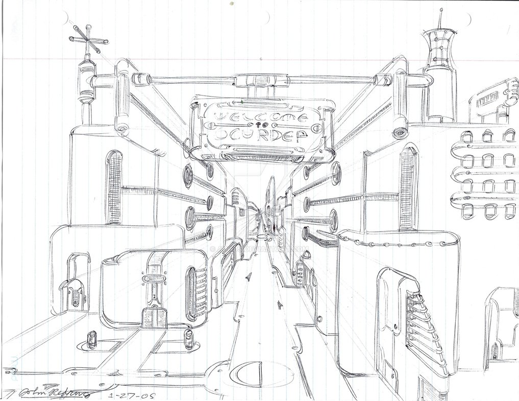 1017x785 Futuristic Cityscape Doodle 1 By Augos