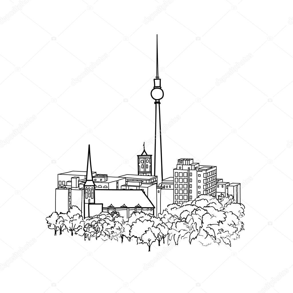 1024x1024 Famous Berlin City Buildings Skyline Stock Vector Yokodesign