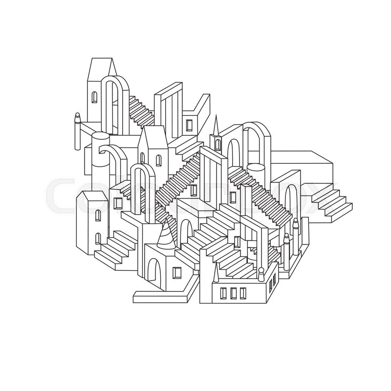 800x800 Hand Drawn Doodle Outline City In Shape Of Labyrinth Houses, Walls