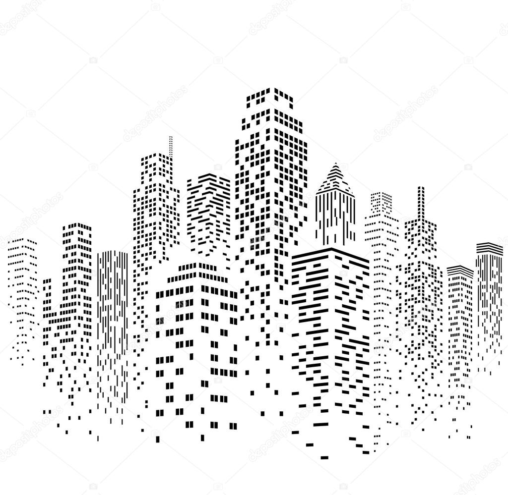 1024x999 Vector Urban Cityscape Silhouette Illustration Stock Vector