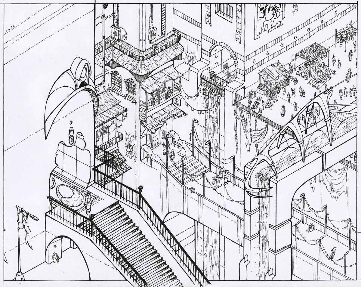 1200x954 Isometric City Ink By Bopx