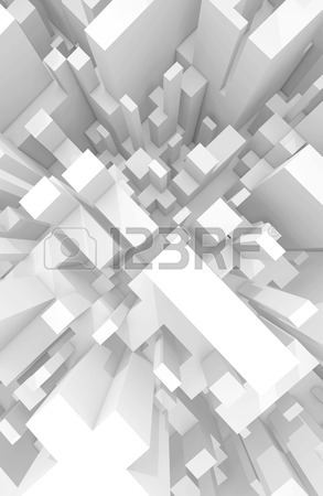 293x450 Abstract Schematic White 3d Cityscape, Top View With Perspective