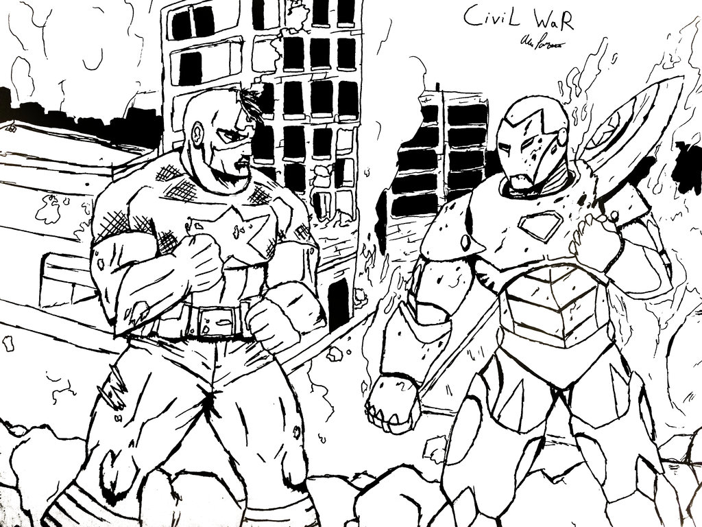 1024x768 Marvel Civil War By Geekparkingonly