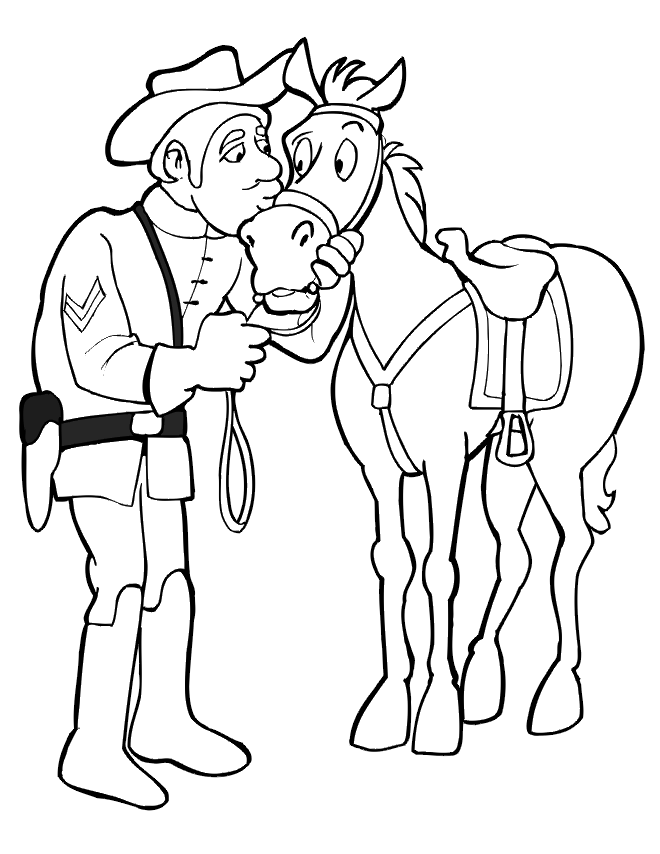 660x854 Horse Coloring Page Civil War Soldier Kissing Horse