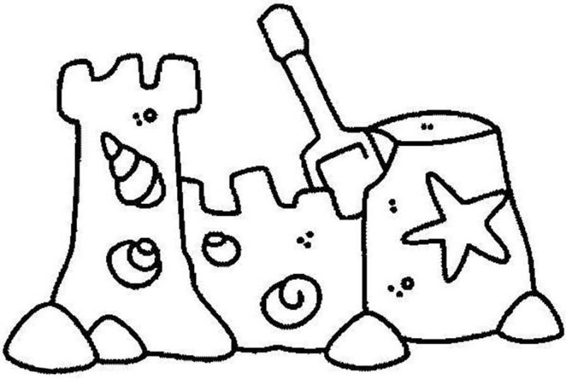 800x535 Sand Castle With Clamshell Ornament Coloring Page Sand Castle