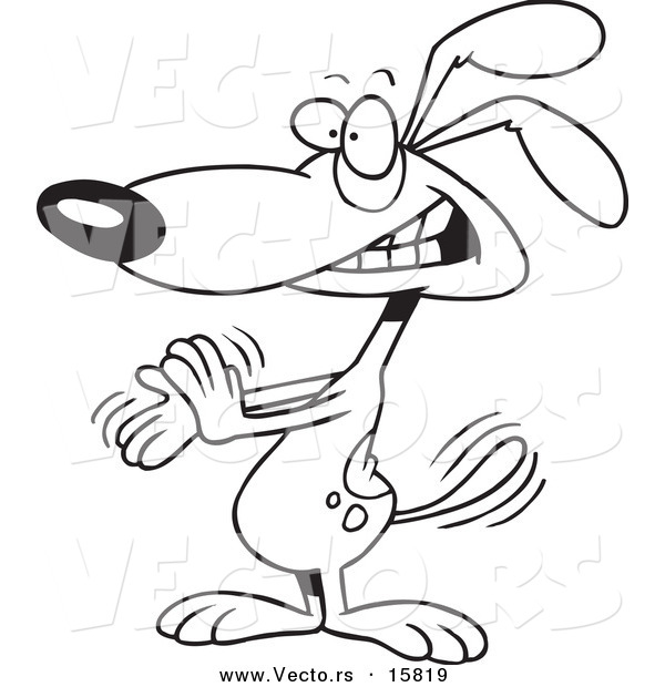 600x620 Vector Of A Cartoon Clapping Dog