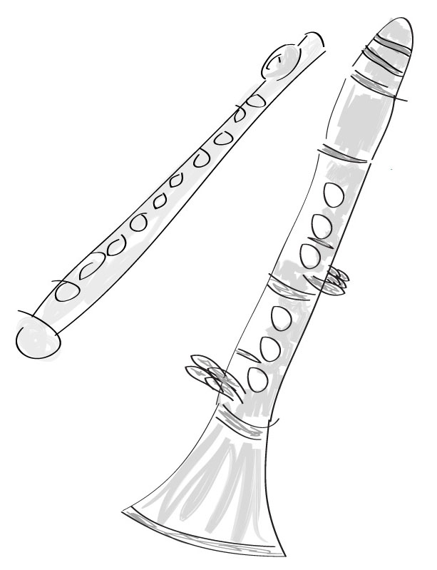 613x799 Flute And Clarinet Sketches By Dreamweaver38