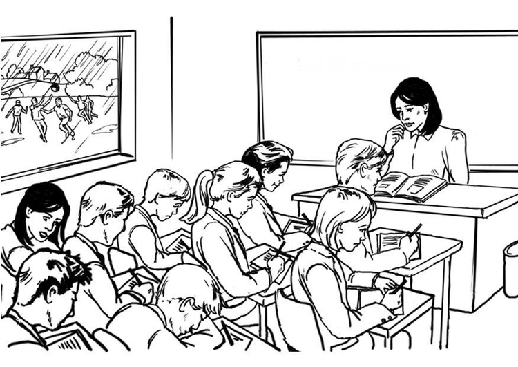 750x531 Coloring Page Teacher In Classroom