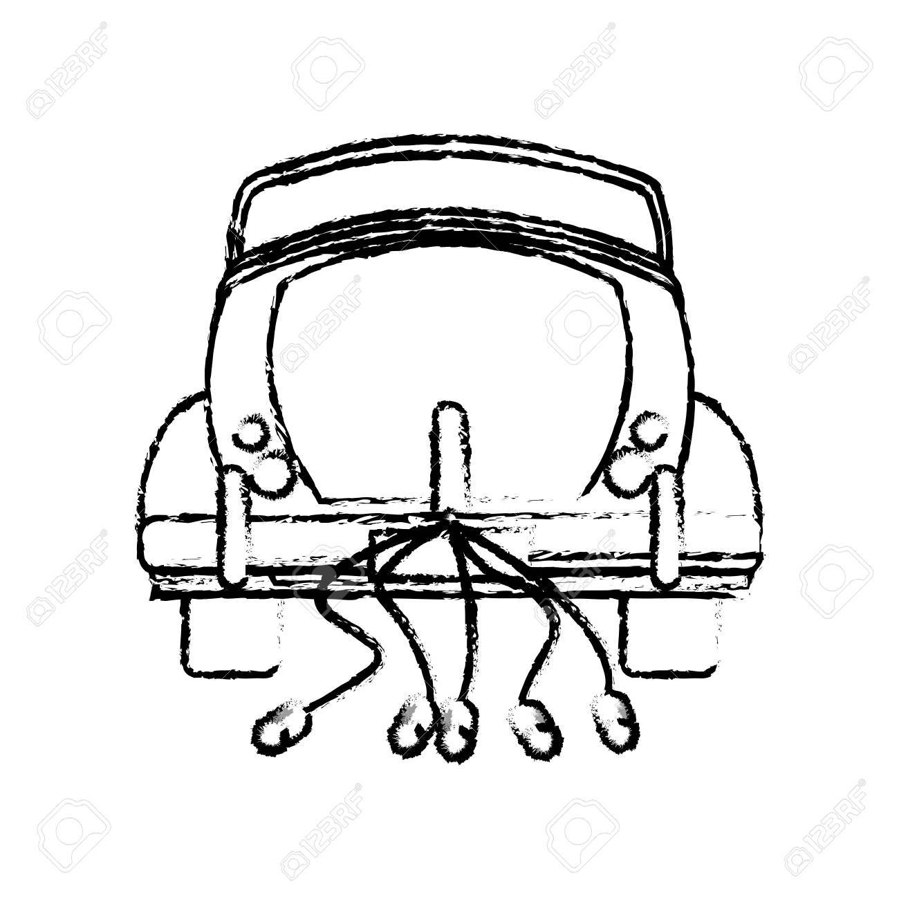 1300x1300 Classic Car Just Married Sketch Vector Illustration Epps 10