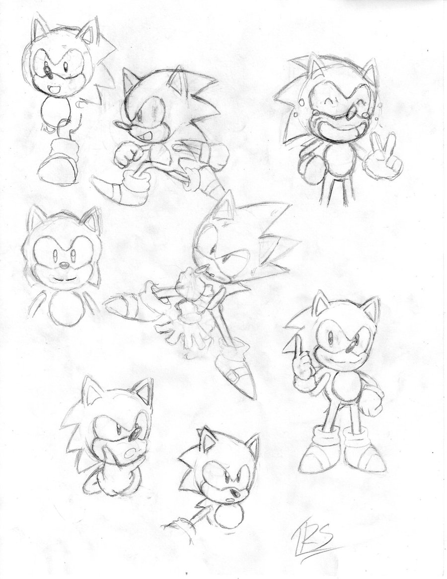 900x1165 Classic Sonic Sketches By Trueretrosonic