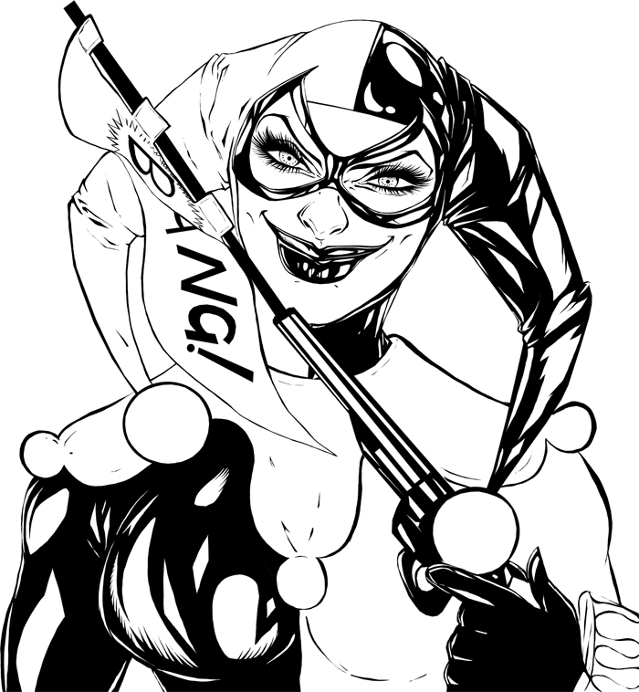 700x758 Harley Quinn Lineart By Theharmine