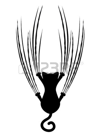 338x450 Stylized Cat Silhouette With Claw Scratches Marks. Royalty Free