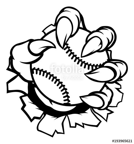 465x500 Monster Or Animal Claw Holding Baseball Ball Stock Image