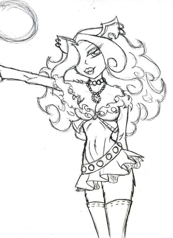 600x824 Clawdeen Wolf Sketch Coloring Page Monster High