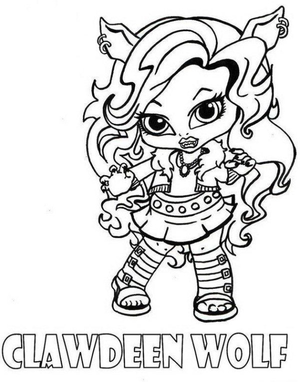 600x763 Clawdeen Wolf Little Girl Monster High Coloring Page Dringrames