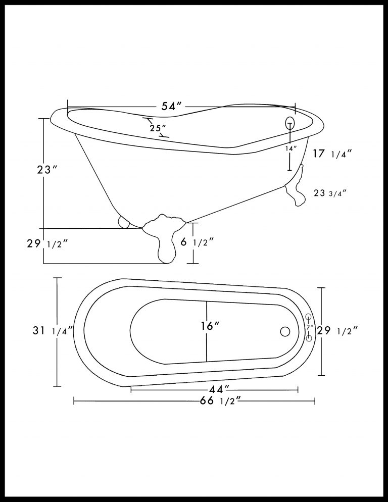 Clawfoot Tub Drawing at GetDrawings | Free download