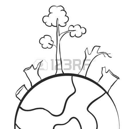 450x450 Clean Forest On World Hand Draw Vector Illustration Royalty Free