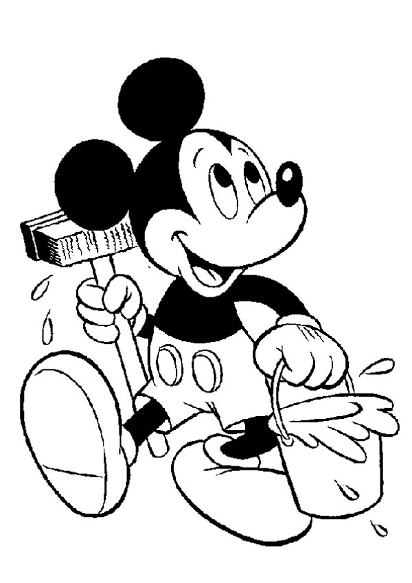 600x849 Mickey Mouse Want To Clean The House Coloring Page Color Luna