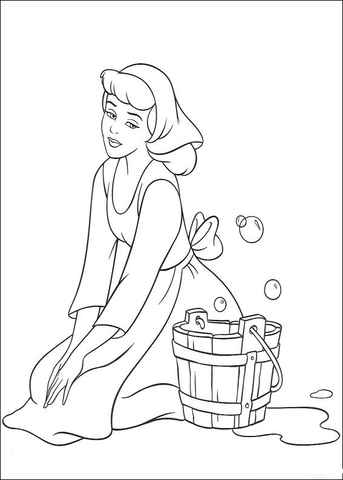 343x480 Cinderella Must Clean The House Coloring Page Free Printable